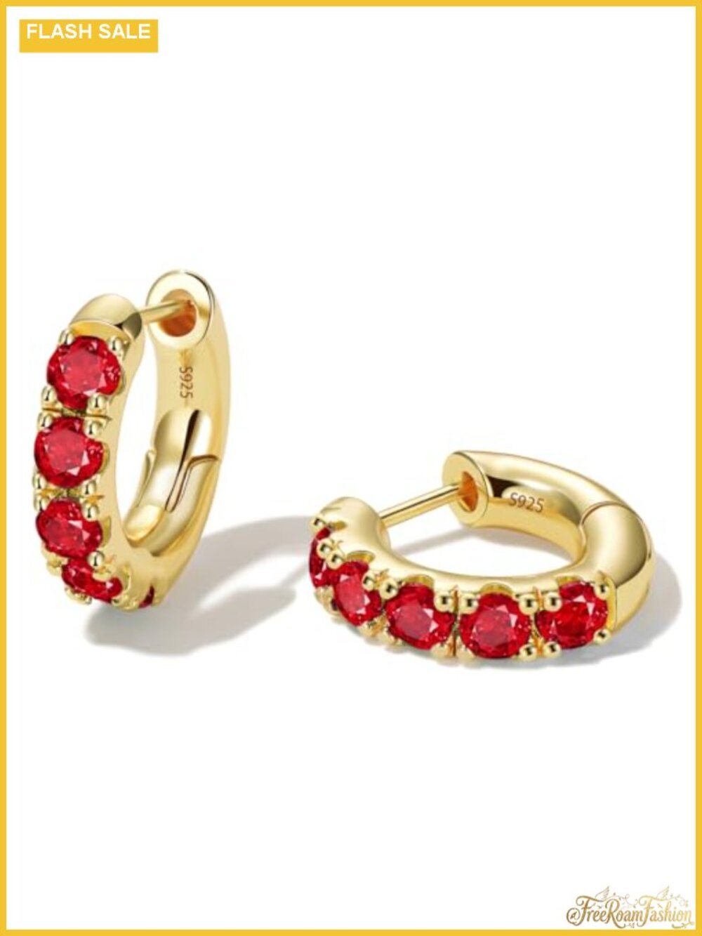 Gold Plated Huggie Hoop Earrings with CZ, Hypoallergenic Silver Posts